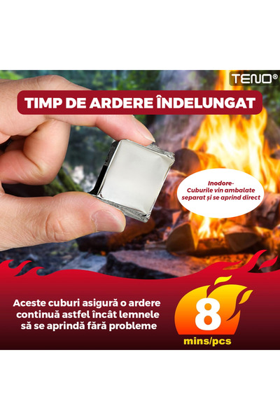 Teno Set of 40 Teno® Fire Starter Cubes, individually wrapped fire starters, camping, hiking