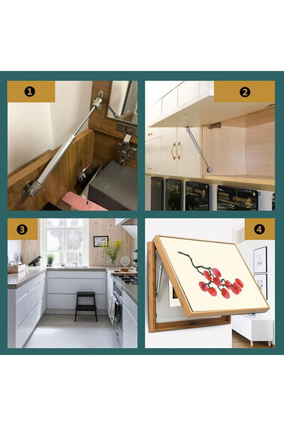 Vencede Set de 2 amortizoare pentru mobilă, 60 N, metal, argintiu, 258 mm