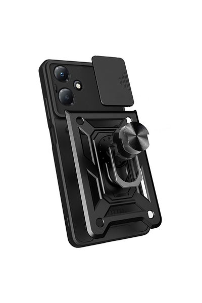 kilifone Infinix Hot 30 Play Compatible Case with Magnetic Stand Camera Protection Sliding And-Vega Cover-Black-T37596