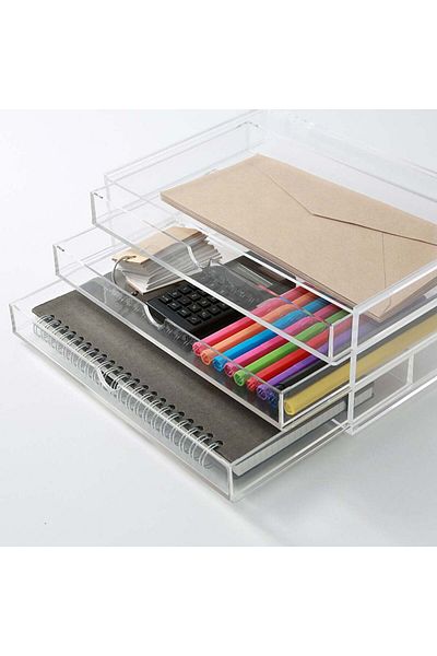 Muji Acrylic Case, 3 Steps Horizontal, Approx. W 25.5 x D 17 x H 10 cm
