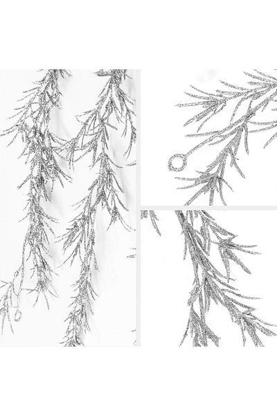 Kistore Set of 3 KI Store Christmas garlands, tinsel, silver, 183 cm