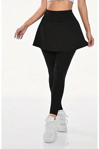 CARABO MODA Yüksek bel uzun taytlı mini etek