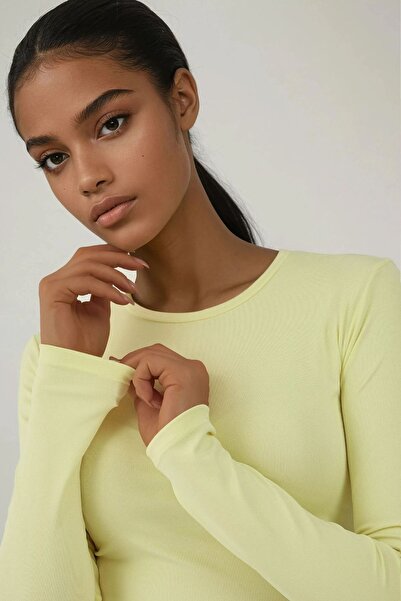 Hiccup Long Sleeve Round Neck Stretchy Top
