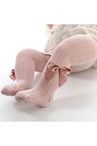 Mixbo Tights for Girls with Bow, Pink, 1-2 Years,