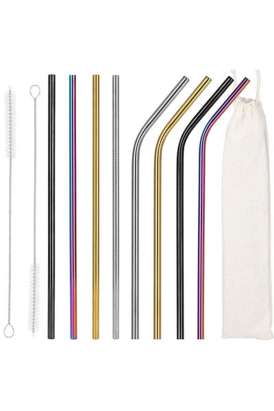 SERSIMO Set 8 paie metalice multicolor, reutilizabile, cu husa depozitare si perii curatat, 215x6 mm