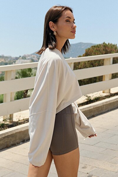 Jerf Aura Crop Long Sleeve T-Shirt Ekru