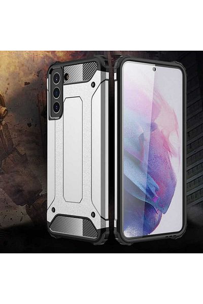 noktaks Galaxy S21 Fe Compatible - Case Dual Layer Armor Tank Crash Military Cover - Grey - T17178
