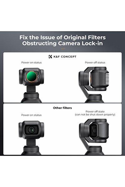 K&F CONCEPT Magnetic Variable ND2-32 + ND32-512 Filter ( DJI Osmo Pocket 3 combo Uyumlu )