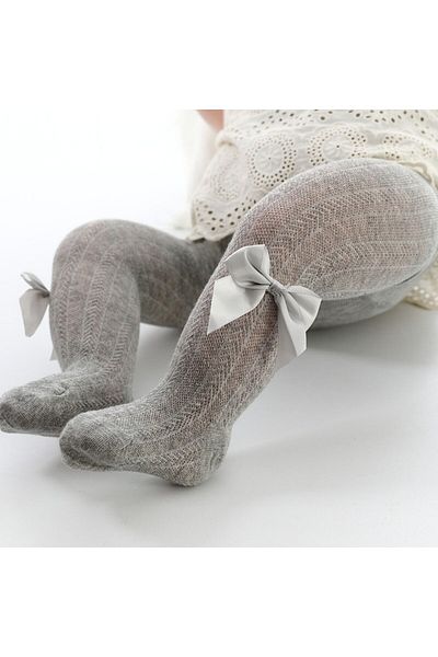 Mixbo Tights for Girls with Bow, Gray 4-6 Years,