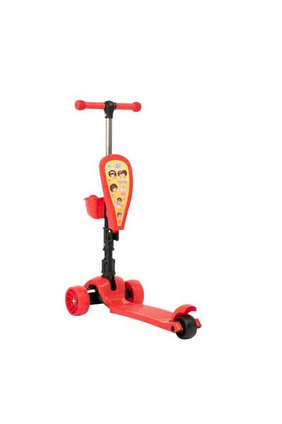 Mixbo Kids Scooter Foldable Mixbo, 3-8 Years, Adjustable Handlebar, Basket, Self-Balancing, Red with Seat,
