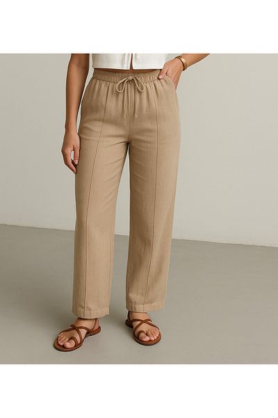 My Blog Mink Color 100% Linen Palazzo Trousers 3455