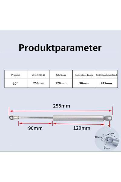 Vencede Set de 2 amortizoare de mobilă Vencede, 150 N, metal, argintiu, 258 mm