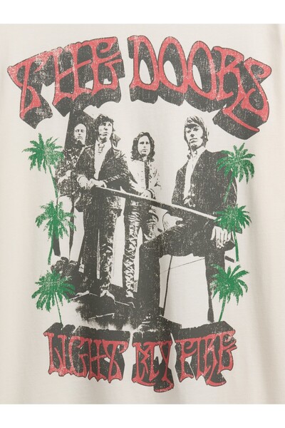 GAP Erkek Krem The Doors Relaxed Grafik T-Shirt