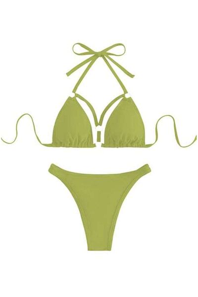 Mixbo - Costum de baie din două piese, model brazilian, verde elegant, mărimea M