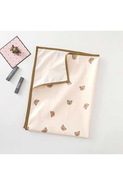 Mixbo Covoraș impermeabil reutilizabil pentru bebeluși Mixbo, model ursuleț, 70 x 90 cm, crem