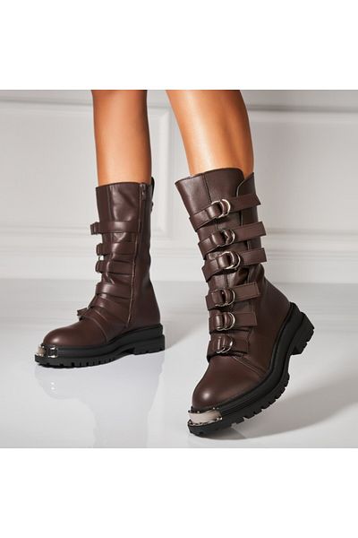 Joana Women's Brown Fur-lined Boots Made of Wynter Eco-Leather