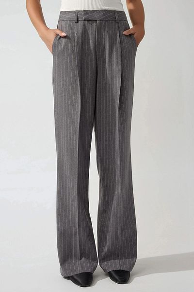 Hiccup Pleated Striped Straight Leg Trousers