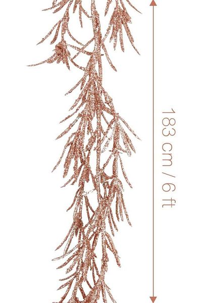 Kistore Set of 3 KI Store Christmas garlands, tinsel, rose gold, 183 cm
