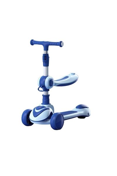 Mixbo Trotineta 2 in 1 pentru copii cu sezut Mixbo, ghidon reglabil, lumini, albastru