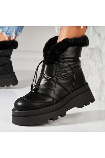 Joana Women's Black Fur-Inlaid Boots from Fas Kahlani
