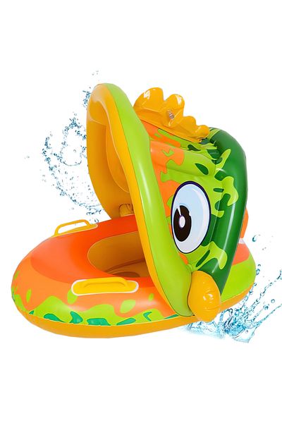 Teno Colac Inot cu Parasolar pentru Bebelusi Teno®, model pestisor, parasolar detasabil, 3-36 luni, verde