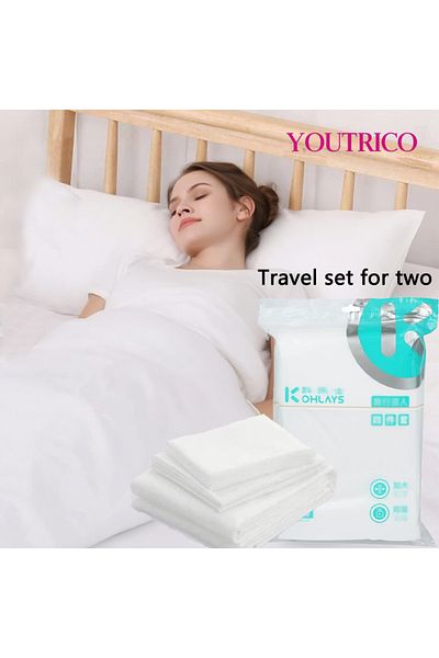 Youtrico 4pcs Double travel disposable set, bedding, quilt cover, bed sheet, pillowcase