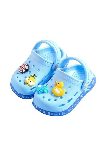 Mixbo Saboti Pentru Copii stil Crocs, Papuci Plaja, Mixbo, cu Accesorii Detasabile, Spuma, Albastru deschi