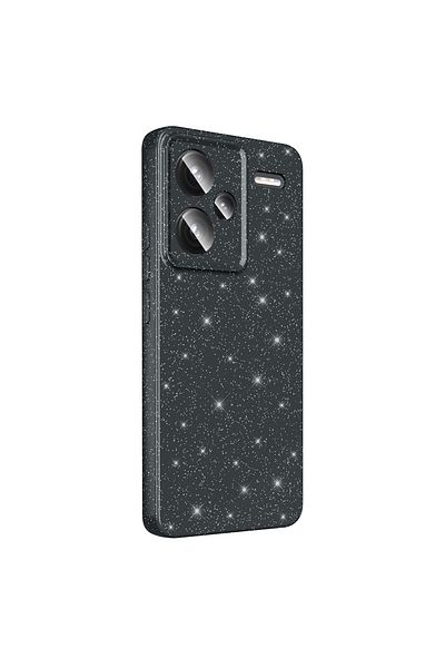 kilifone Xiaomi Redmi Note 13 Pro Plus 5g Compatible Case with Camera Protection Glitter Luxury Coton Cover-Black-T36791