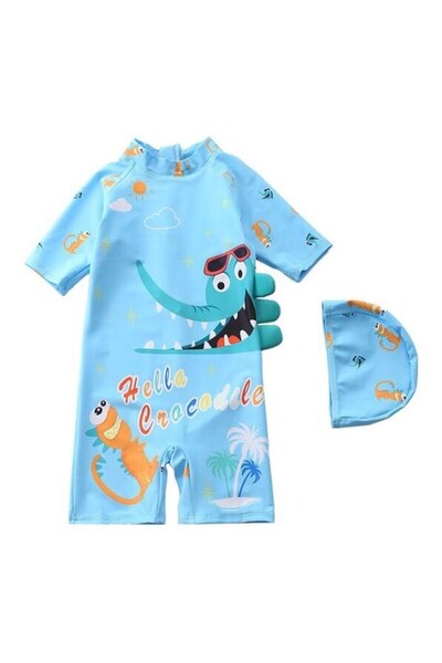 Mixbo Children's Swimsuit Dino and Crocodile Two-Piece, Size S