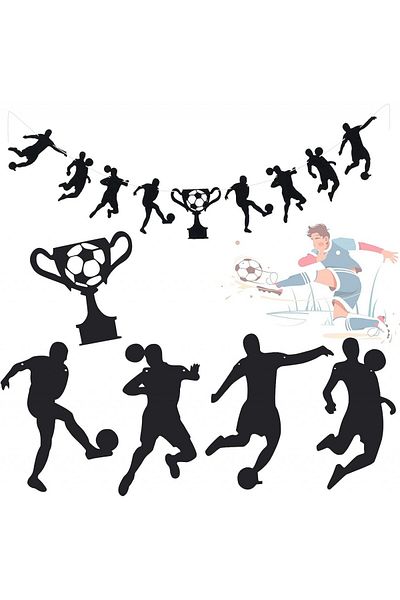 TSLBW banner decorativ fotbal, negru, fetru, 3,5 m