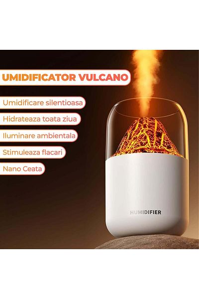 Timebox Essential oil diffuser, Volcano type aromatherapy, 300ml capacity, RGB mode, diffuser function, Auto