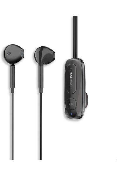 Promate Premium Bluetooth V5.3 Earphones,12-Hour Battery Life, Latch- Black