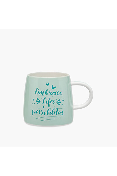 Lifestyle كوب صيني عظمي جديد بطبعة شعار - 414 مل