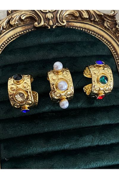 Vadısh store Colorful Zircon Stone Retro Gold Adjustable Ring