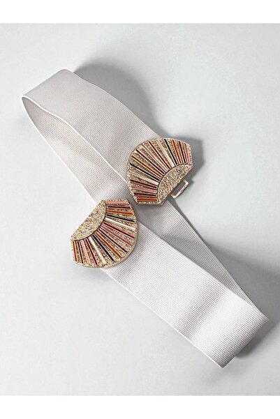 Kemerix Women's Gold Buckle Elastic Waist Belt Corset