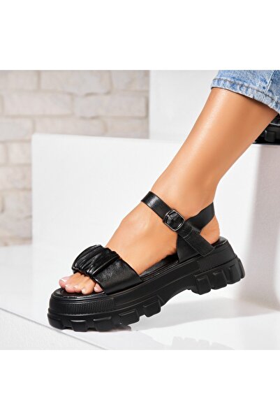 Joana Sandale dama cu platforma Negre din Piele Ecologica Hymie