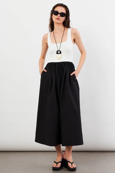 Cool & Sexy Γυναικείο Μίντι Φόρεμα Ακρωτηρίου Εκρού με τετράγωνο γιακά IRE1460