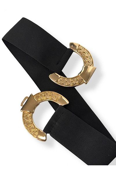 Kemerix Women's Gold Buckle Elastic Waist Belt Corset