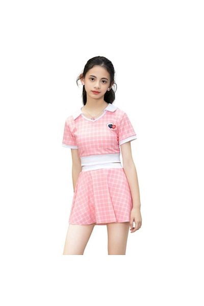 Mixbo Costume de baie copii Mixbo, Fusta-Pantalon si Tricou, Sweet Peach, 9-12 ani