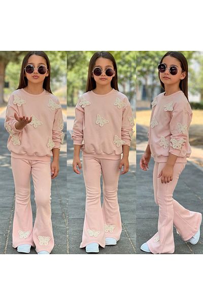 ALPİDS Spanish Skirt Girl Combed Cotton Suit with Butterfly Accessories