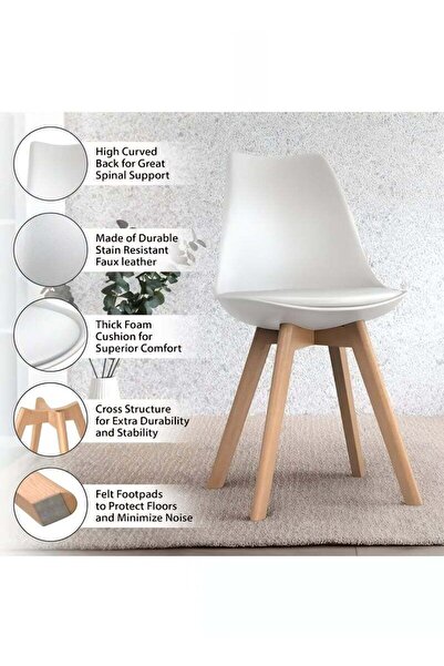 Taimi 3-Piece Dining Set Modern Round Dining Table 80x80x72cm with 2 Elegant Chair White Soft Padded Seats