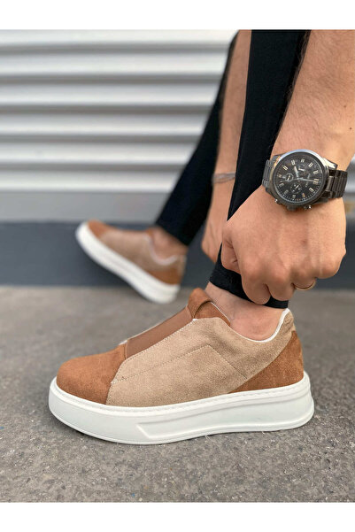 Joy Ayakkabı Jy007 Alba Laceless Suede Men's Casual Sneaker Shoes Sbt Tan/Mink