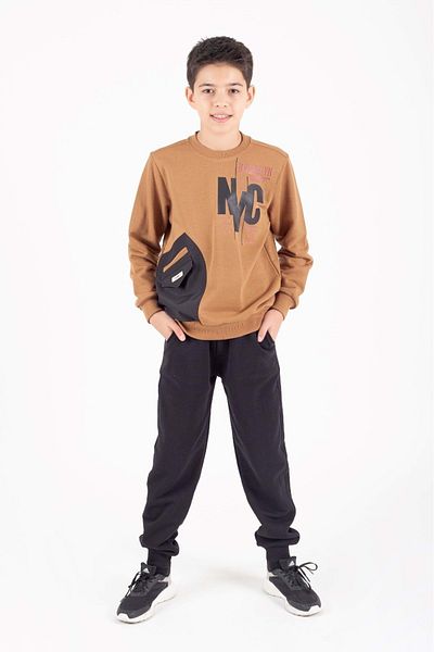 Mnk Baby&Kids Boy's Pocket Detailed Printed Tracksuit Set M00756 Brown