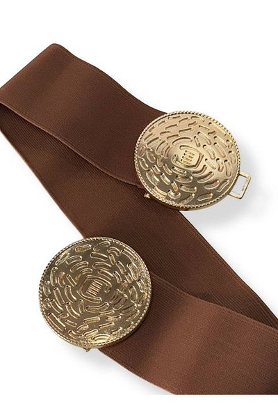 Kemerix Women's Gold Buckle Elastic Waist Belt Corset