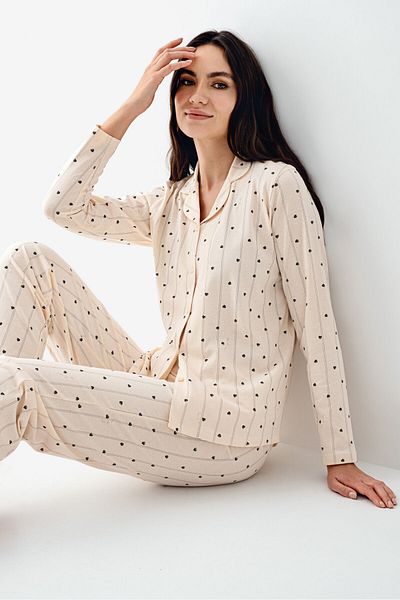 Arnetta Women's Cream Shirt Pajamas