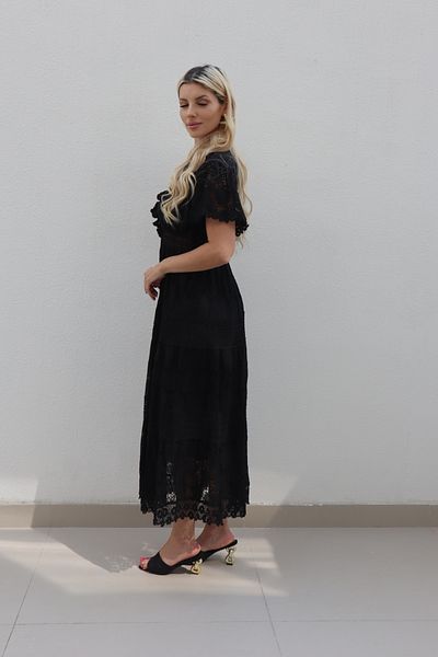 Alorabella Kayley gold trim crochet maxi