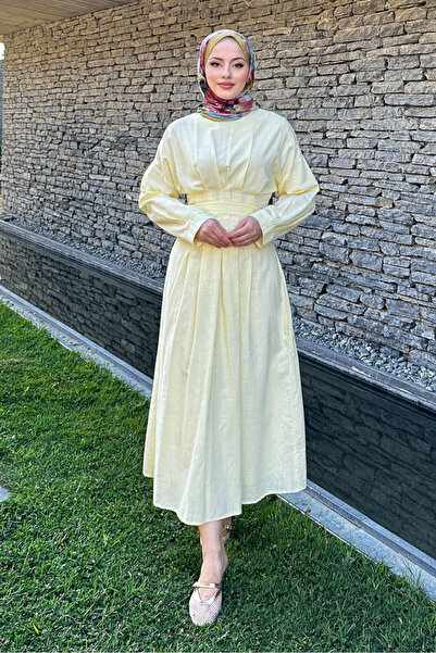 Ovn. Liora Piliseli Elbise - Sarı