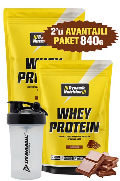 Dynamic Nutrition With Gift - Whey Protein Powder - 840 g (420 g X 2 Pieces) 840 g - Chocolate Flavored - 28 Servings