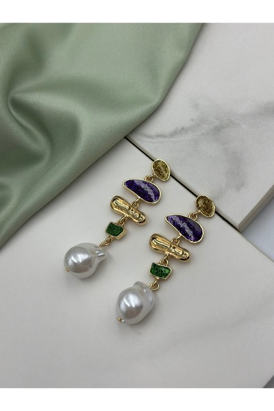 Generic Brand Multi-Colored Pearl Dangle Design Brand Model Women's Earrings