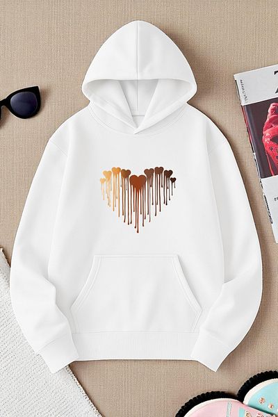 uyguntarz Unisex Melting Hearts Design Printed Sweatshirt